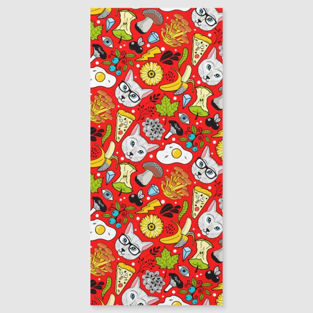 Carte Magnétique Chat et oeuf sur le rouge (Devant)