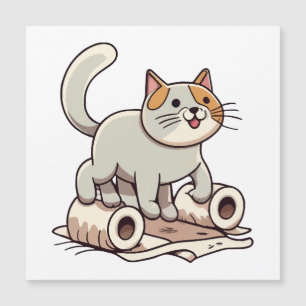 Carte Magnétique Chat Jouant avec du Papier Toilette