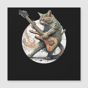 Carte Magnétique Chat Jouer Guitare Rock Chat Lourd Métal Chat Mus