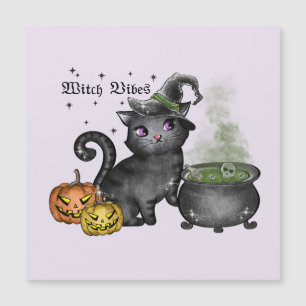 Carte Magnétique Chat noir sorcière   Vibes sorcières