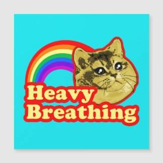 Carte Magnétique Chat Respirant Lourd avec l'amour arc-en-ciel