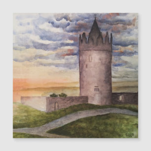 Carte Magnétique Château Irlandais Aquarelle Doolin, Comté Claire