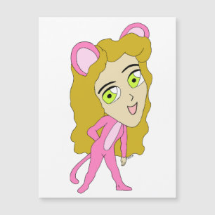 Carte Magnétique chatte rose