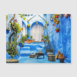Carte Magnétique Chefchaouen Blue City Maroc Peinture à l'huile Boh
