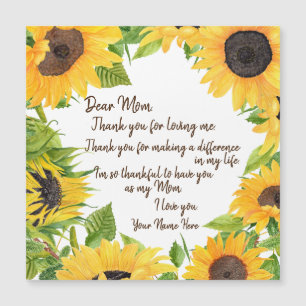 Carte Magnétique Chère maman Sunflower