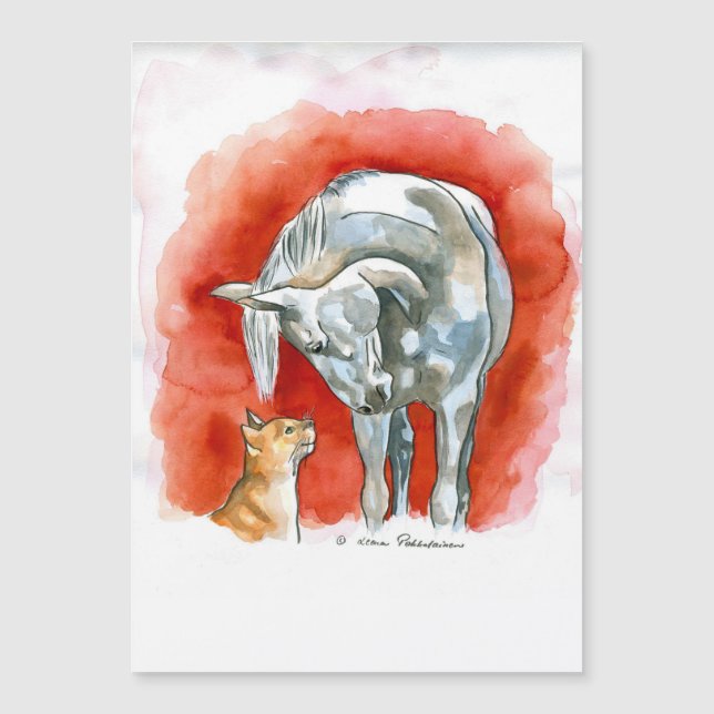 Carte Magnétique Cheval et chat (Devant)
