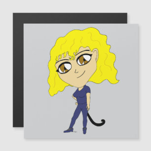 Carte Magnétique Chibi avec un chat comme une queue
