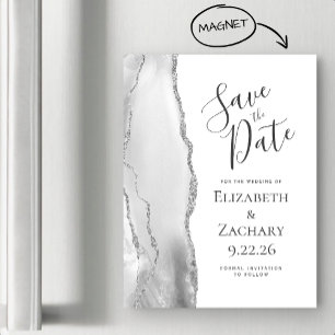 Carte Magnétique Chic Agate Gris Argent magnétique Enregistrer la d
