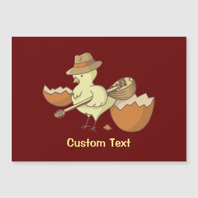 Carte Magnétique Chick de Pâques avec Bouzouki (Devant)