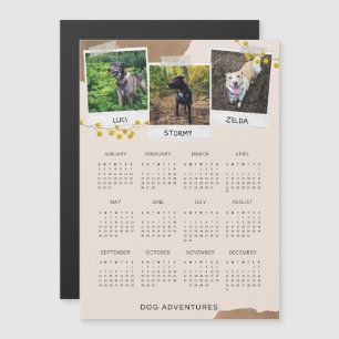 Carte Magnétique Chien Aventures mignon 2023 Calendrier magnétique