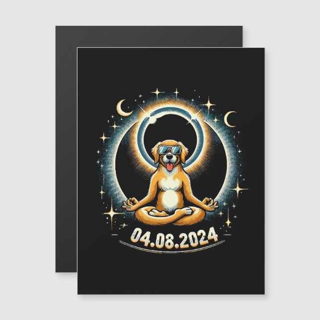 Carte Magnétique Chien de l'éclipse solaire 2024 (Devant / Derrière)