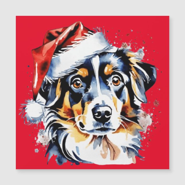 Carte Magnétique Chien de Noël mignon (Devant)