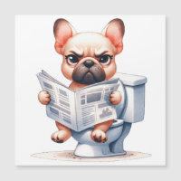 Chien drôle sur les toilettes