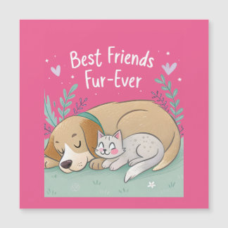 Carte Magnétique Chien et Chat Meilleurs Amis Pour Toujours