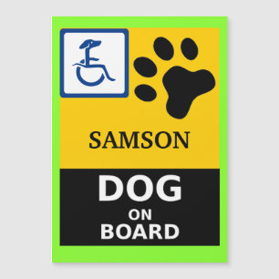 Carte Magnétique CHIEN HANDICAPÉ À BORD de l'aimant nommé du signe