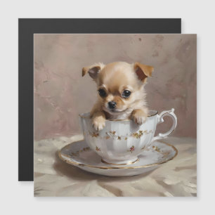 Carte Magnétique Chihuahua Puppy Dans Une Peinture À Huile De Teint