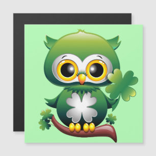 Carte Magnétique Chouette bébé mignonne St Patrick dessin animé