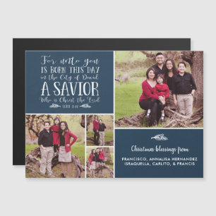 Carte Magnétique Christian Christmas Bible Verse Blue Holiday Photo