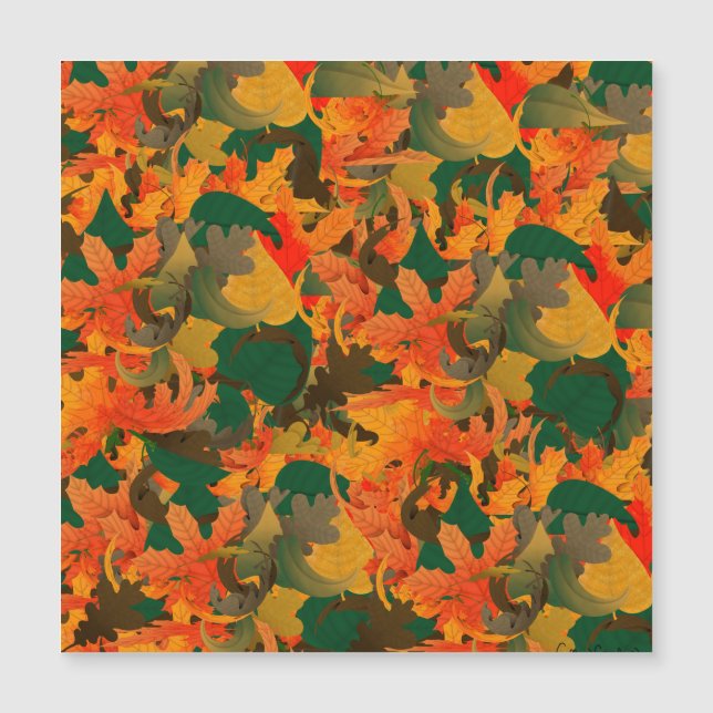 Carte Magnétique Chute du Motif Feuille pour l'automne (Devant)