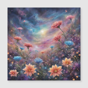 Carte Magnétique Ciel cosmique avec fleurs d'imaginaire