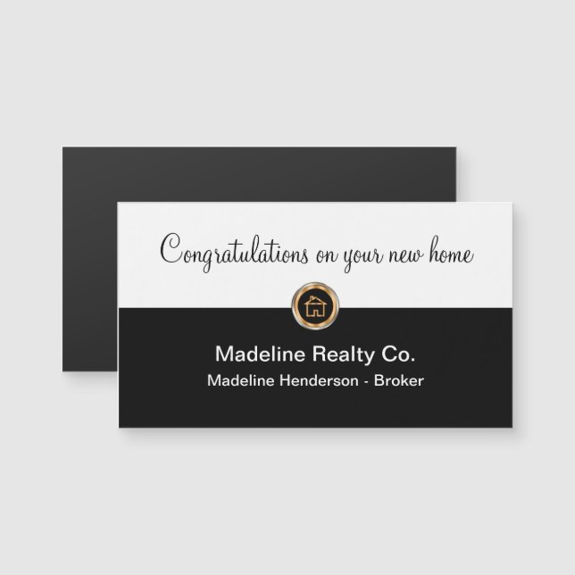 Carte Magnétique Classy Realtor Magnetic New Home Félicitations (Devant / Derrière)
