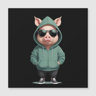 Carte Magnétique Cochon Portant un Sweat - shirt à capuche drôle Co