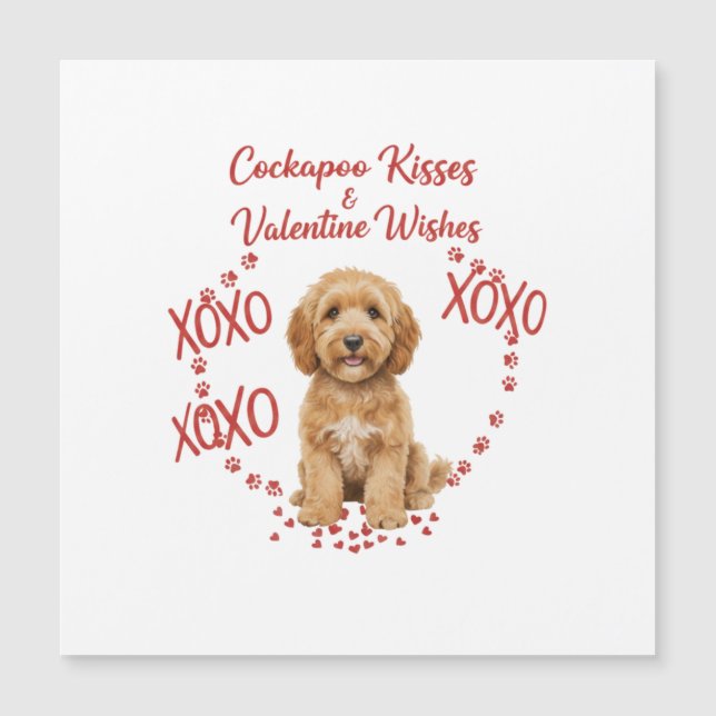 Carte Magnétique Cockapoo Kisses Valentine Wishes Dog Lover (Devant)