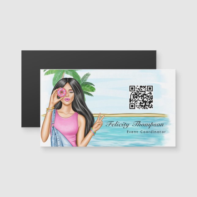 Carte Magnétique Code QR de coordinateur d'événement (Devant / Derrière)