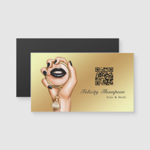 Carte Magnétique Code QR de l'artiste de maquillage noir et or