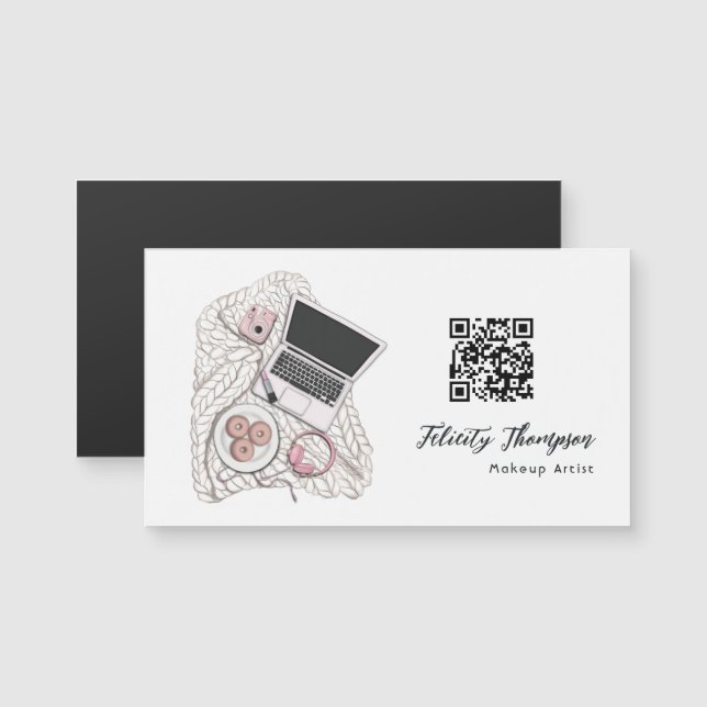 Carte Magnétique Code QR de maquillage (Devant / Derrière)