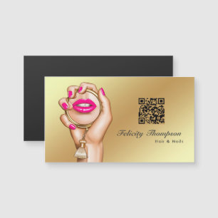 Carte Magnétique Code QR de maquilleuse Rose et Or
