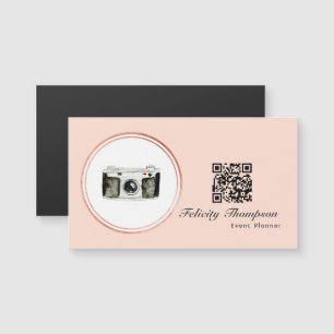 Carte Magnétique Code QR de planificateur d'événement Rose Gold et
