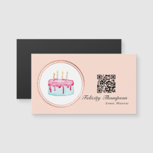 Carte Magnétique Code QR de planificateur d'événement Rose Gold et