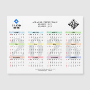 Carte Magnétique Code QR du logo du calendrier 2026 Promo d'entrepr