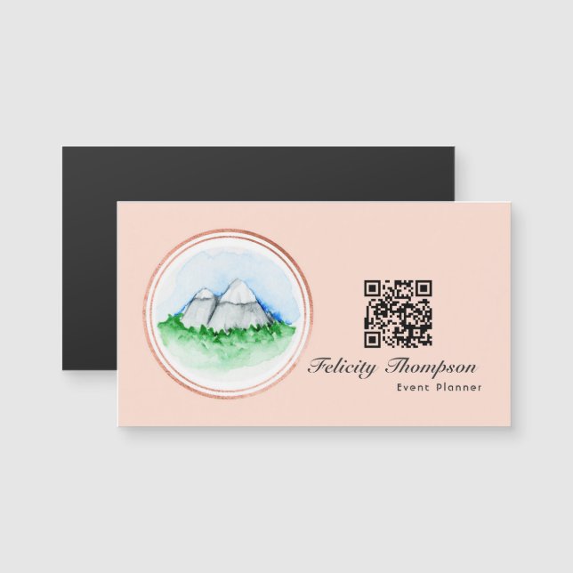 Carte Magnétique Code QR du planificateur d'événements Gold et Blus (Devant / Derrière)
