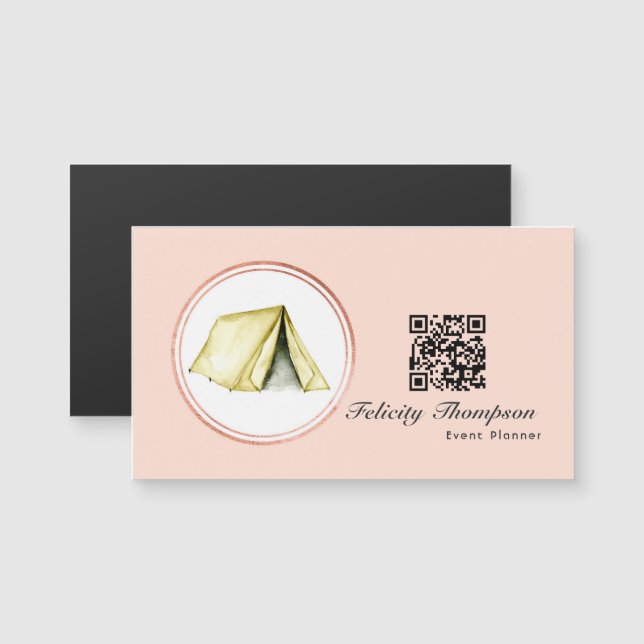 Carte Magnétique Code QR du planificateur d'événements Gold et Blus (Devant / Derrière)
