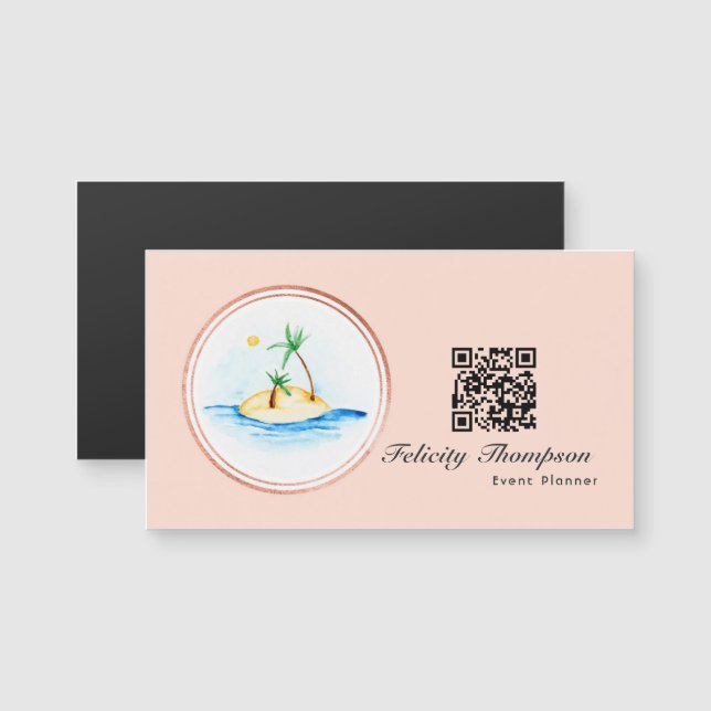 Carte Magnétique Code QR du planificateur d'événements Gold et Blus (Devant / Derrière)