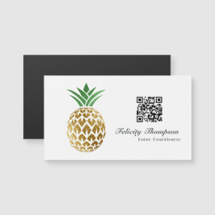 Carte Magnétique Code QR Faux Ananas en Feuille d'Or