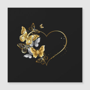 Carte Magnétique Coeur aux papillons d'or