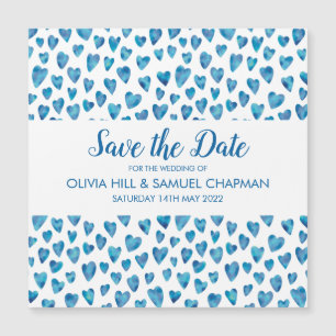 Carte Magnétique Coeur bleu Enregistrer l'aimant de date