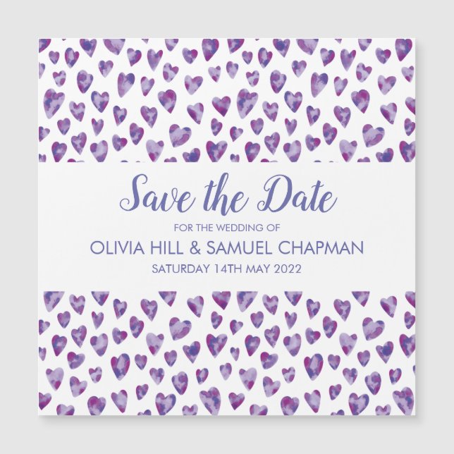 Carte Magnétique Coeur d'aquarelle pourpre (Devant)