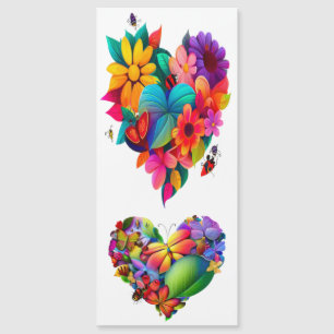 Carte Magnétique Coeur des fleurs et des papillons
