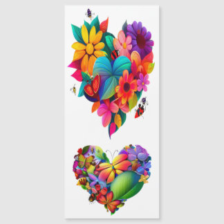 Carte Magnétique Coeur des fleurs et des papillons