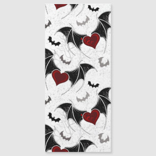 Carte Magnétique Coeur d'Halloween avec ailes de chauve-souris noir