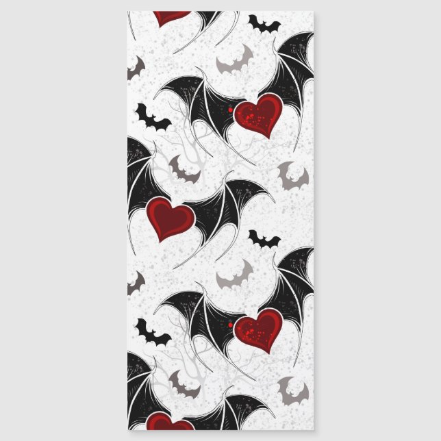 Carte Magnétique Cœur d'Halloween avec ailes de chauve-souris noire (Devant)