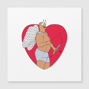 Carte Magnétique Cœur romantique avec un Cupidon inhabituel