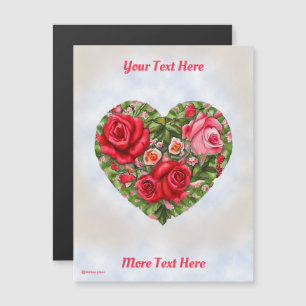 Carte Magnétique Coeur Rose vintage