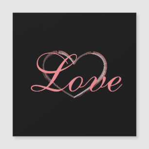 Carte Magnétique Coeur tendance Grey Calligraphie Amour Mariage