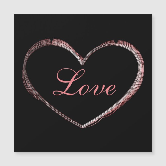 Carte Magnétique Coeur tendance Grey Calligraphie Amour Mariage (Devant)