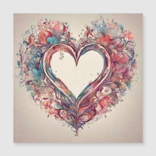 Carte Magnétique Coeurs - aquarelle peinture cardiaque